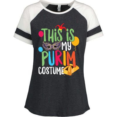 This Is My Purim Costume Jewish Happy Purim Hamantash Gift Enza Ladies Jersey Colorblock Tee