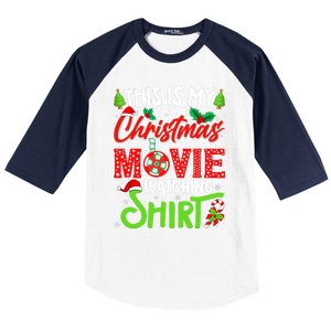 This Is My Christmas Movie Watching Xmas Movie Baseball Sleeve Shirt