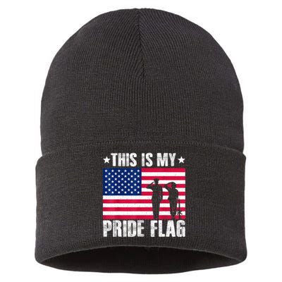 This Is My Pride Flag USA American 4th Of July Patriotic Sustainable Knit Beanie