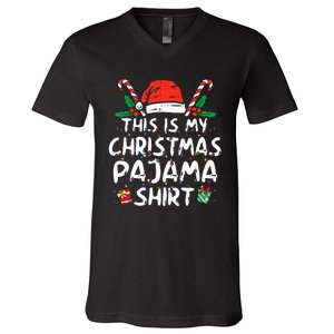 This Is My Christmas Pajama Funny Xmas PJs  V-Neck T-Shirt