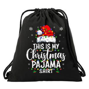 This Is My Christmas Pajama Lights Kids Drawstring Bag