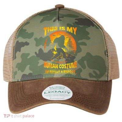 This Is My Human Costume Im Really A Bigfoot Legacy Tie Dye Trucker Hat