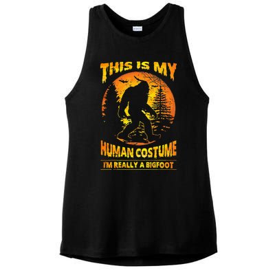 This Is My Human Costume Im Really A Bigfoot Ladies PosiCharge Tri-Blend Wicking Tank