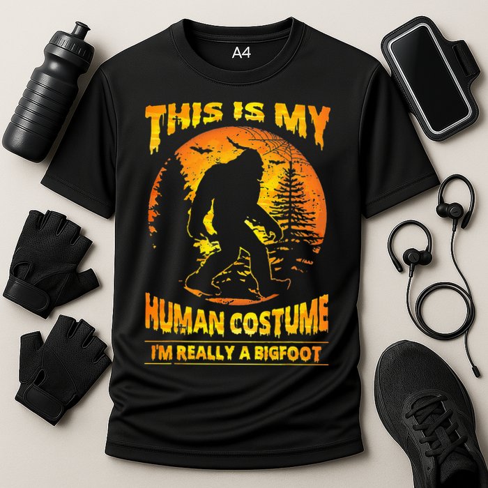 This Is My Human Costume Im Really A Bigfoot Cooling Performance Crew T-Shirt