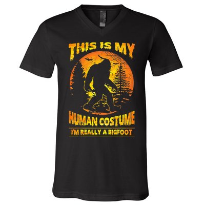 This Is My Human Costume Im Really A Bigfoot V-Neck T-Shirt