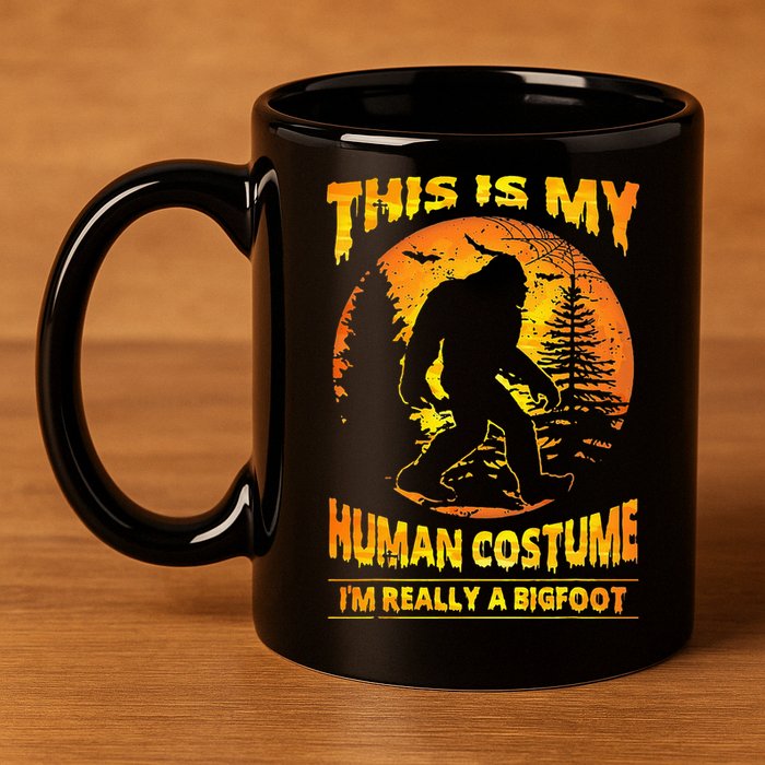 This Is My Human Costume Im Really A Bigfoot 11oz C Handle Ceramic Mug
