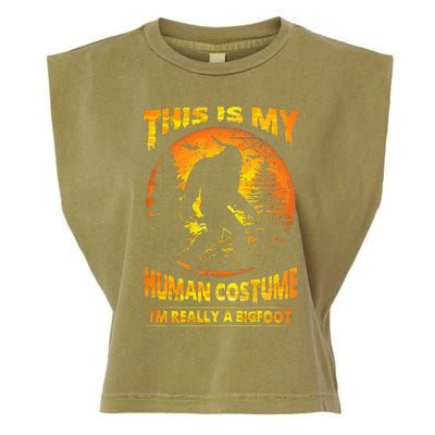 This Is My Human Costume Im Really A Bigfoot Garment-Dyed Women's Muscle Tee