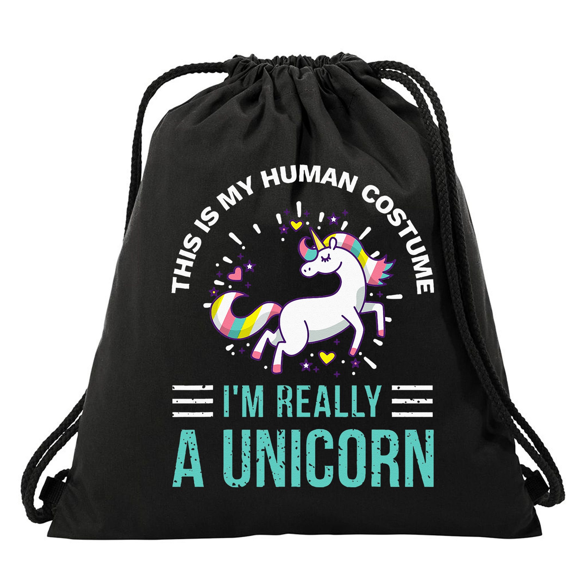 This Is My Human Costume Im Really A Unicorn Drawstring Bag
