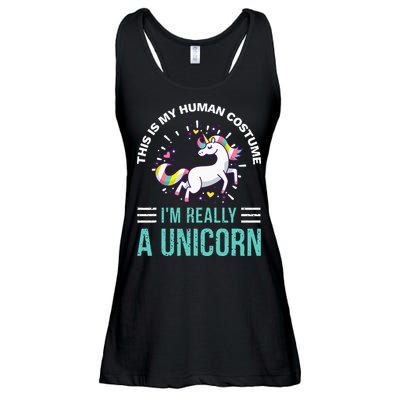 This Is My Human Costume Im Really A Unicorn Ladies Essential Flowy Tank