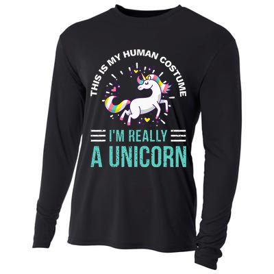 This Is My Human Costume Im Really A Unicorn Cooling Performance Long Sleeve Crew