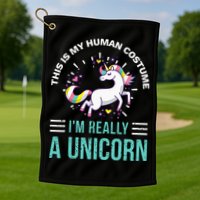This Is My Human Costume Im Really A Unicorn Golf Towel