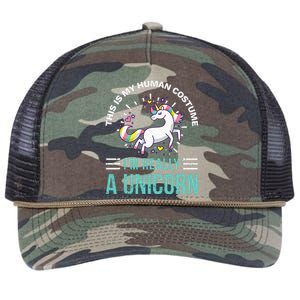 This Is My Human Costume Im Really A Unicorn Retro Rope Trucker Hat Cap