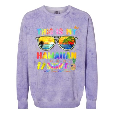 This Is My Hawaiian Luau Aloha Hawaii Beach Pineapple Colorblast Crewneck Sweatshirt