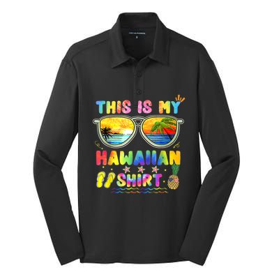 This Is My Hawaiian Luau Aloha Hawaii Beach Pineapple Silk Touch Performance Long Sleeve Polo