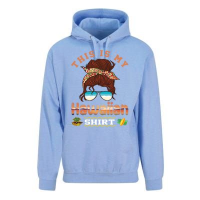 This Is My Hawaiian Gift Luau Aloha Pineapple Messy Bun Funny Gift Unisex Surf Hoodie