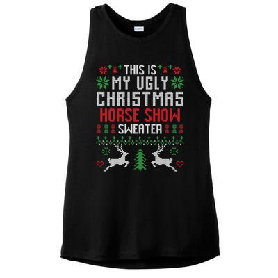 This Is My Ugly Christmas Horse Show Sweater Riding Rider Gift Ladies PosiCharge Tri-Blend Wicking Tank