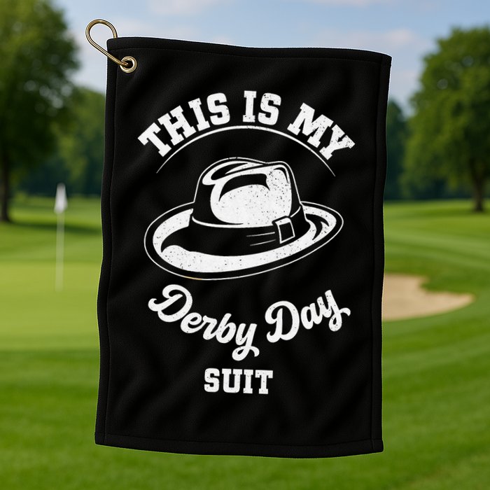 This Is My Derby Day Suit Funny Horse Racing Derby Day Golf Towel