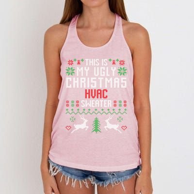 This Is My Ugly Christmas Hvac Sweater Funny Hvac Technician Great Gift Women's Knotted Racerback Tank