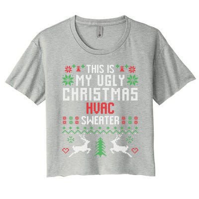 This Is My Ugly Christmas Hvac Sweater Funny Hvac Technician Great Gift Women's Crop Top Tee