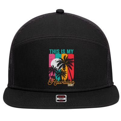 This Is My Hawaiian Gift Retro Vintage Palms Aloha Hawaii Gift 7 Panel Mesh Trucker Snapback Hat