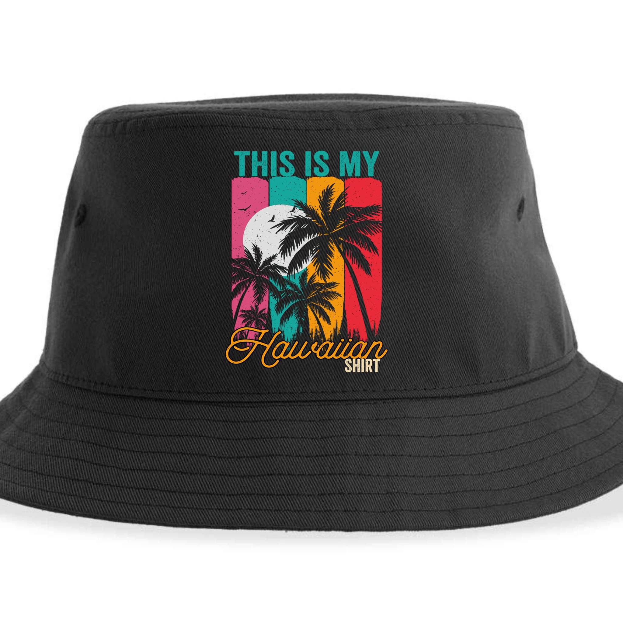This Is My Hawaiian Gift Retro Vintage Palms Aloha Hawaii Gift Sustainable Bucket Hat