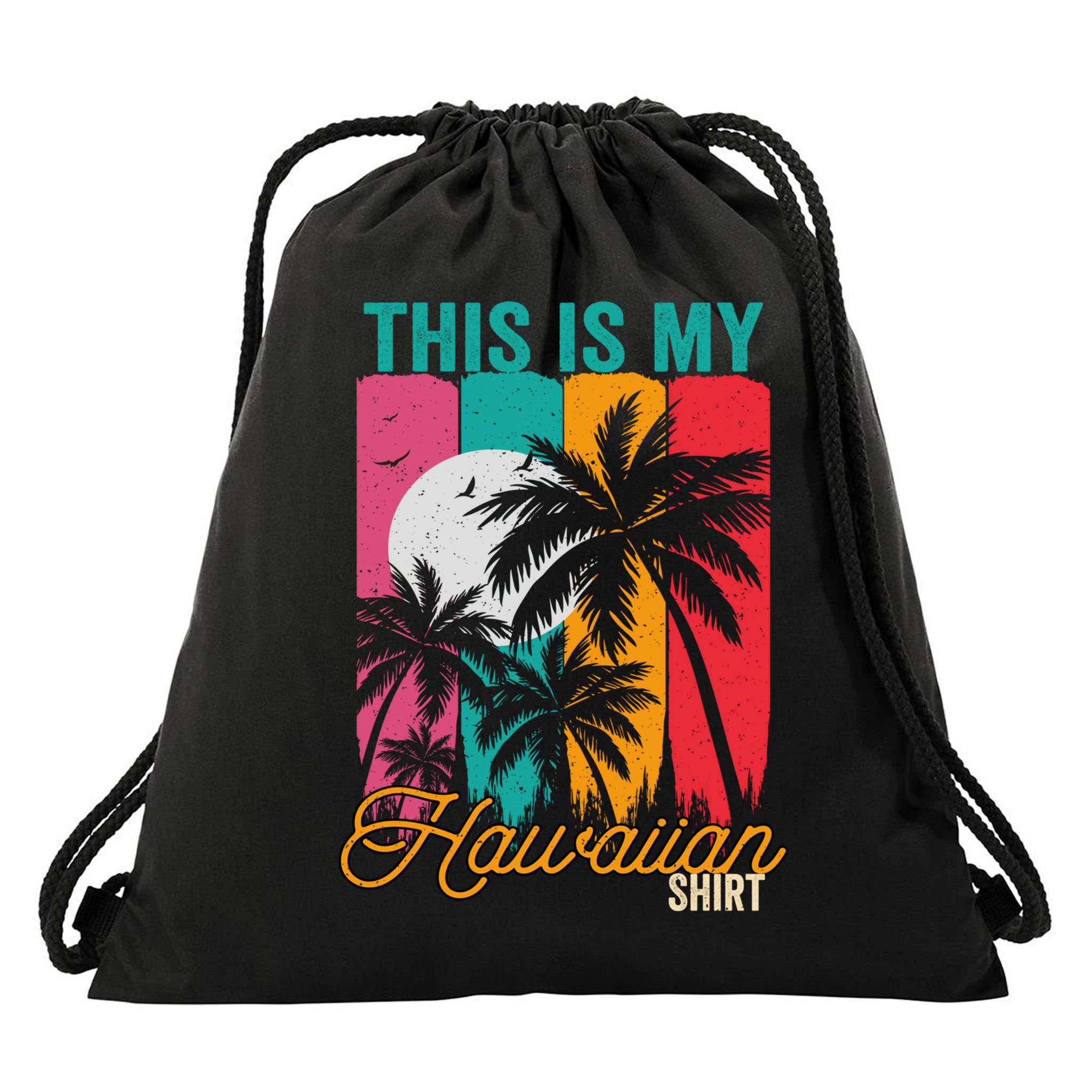 This Is My Hawaiian Gift Retro Vintage Palms Aloha Hawaii Gift Drawstring Bag