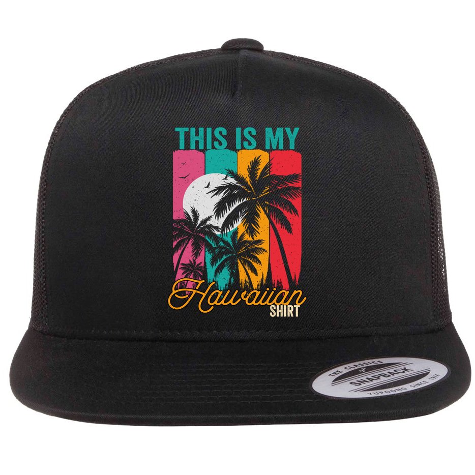 This Is My Hawaiian Gift Retro Vintage Palms Aloha Hawaii Gift Flat Bill Trucker Hat