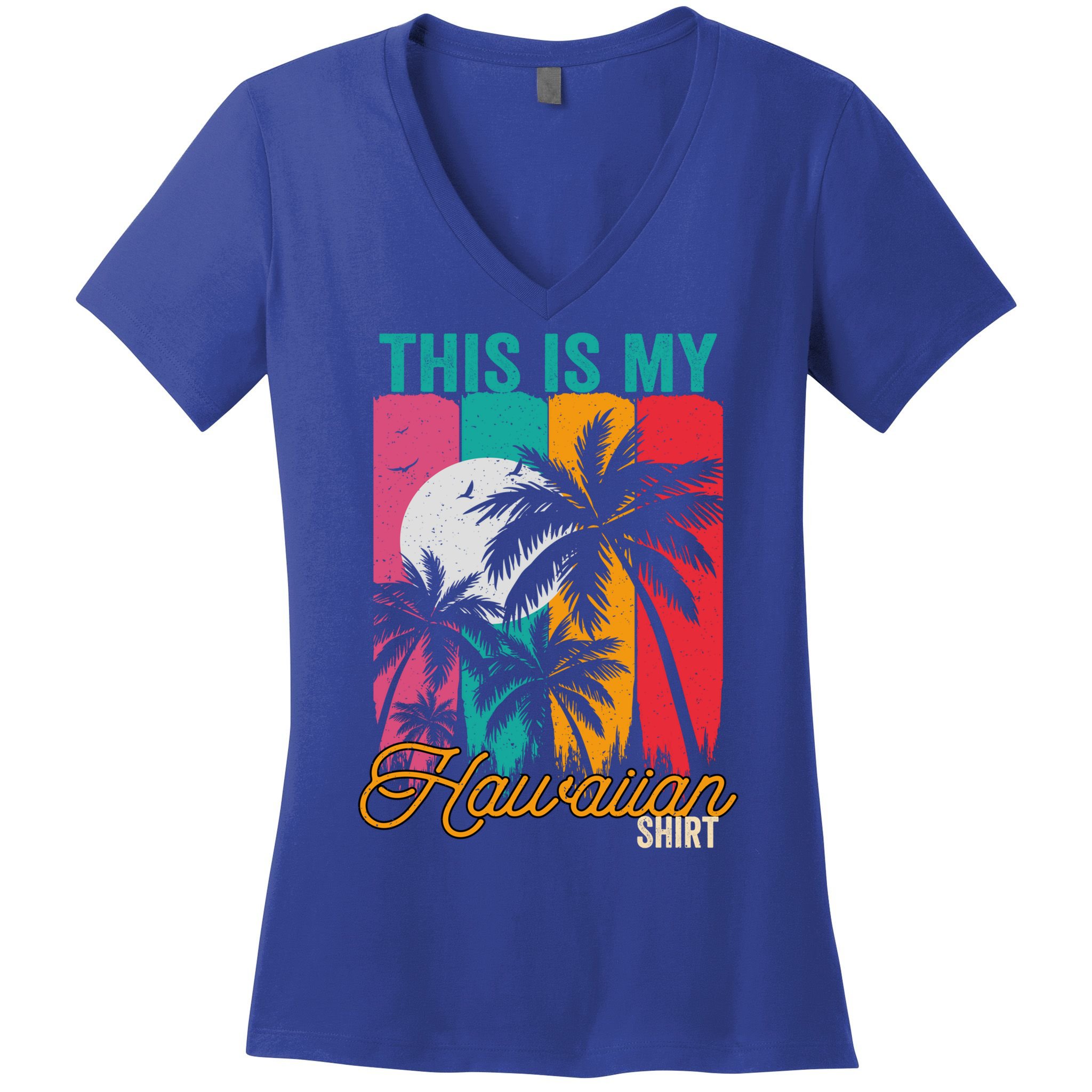 This Is My Hawaiian Gift Retro Vintage Palms Aloha Hawaii Gift Women's V-Neck T-Shirt