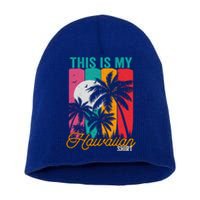 This Is My Hawaiian Gift Retro Vintage Palms Aloha Hawaii Gift Short Acrylic Beanie