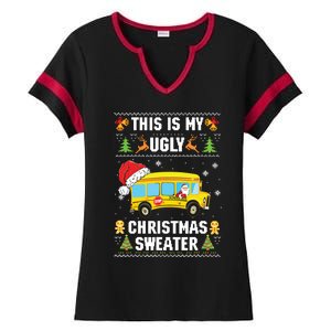 This Is My Ugly Sweater Christmas School Bus Driver Lovers Ladies Halftime Notch Neck Tee