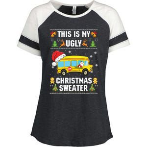 This Is My Ugly Sweater Christmas School Bus Driver Lovers Enza Ladies Jersey Colorblock Tee