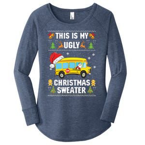 This Is My Ugly Sweater Christmas School Bus Driver Lovers Women's Perfect Tri Tunic Long Sleeve Shirt