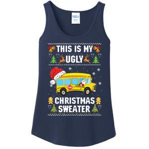 This Is My Ugly Sweater Christmas School Bus Driver Lovers Ladies Essential Tank