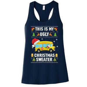 This Is My Ugly Sweater Christmas School Bus Driver Lovers Women's Racerback Tank