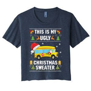 This Is My Ugly Sweater Christmas School Bus Driver Lovers Women's Crop Top Tee