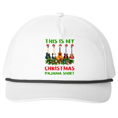 This Is My Christmas Pajamas Xmas Santa Guitar Christmas Gift Snapback Five-Panel Rope Hat