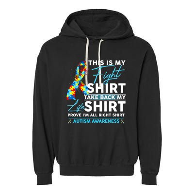 This Is My Fight Autism Awareness Ribbon Puzzle Garment-Dyed Fleece Hoodie