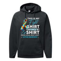 This Is My Fight Autism Awareness Ribbon Puzzle Performance Fleece Hoodie