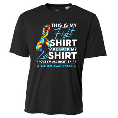 This Is My Fight Autism Awareness Ribbon Puzzle Cooling Performance Crew T-Shirt