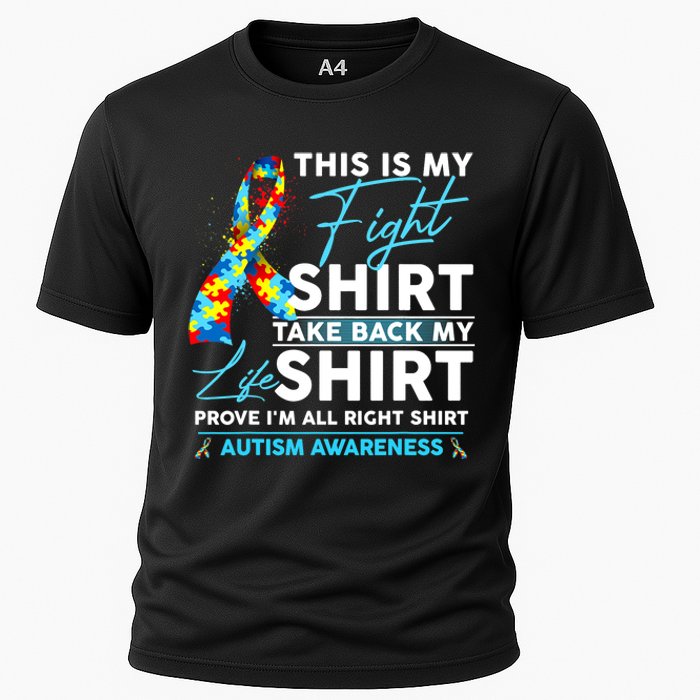 This Is My Fight Autism Awareness Ribbon Puzzle Cooling Performance Crew T-Shirt