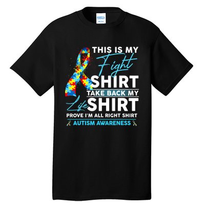 This Is My Fight Autism Awareness Ribbon Puzzle Tall T-Shirt