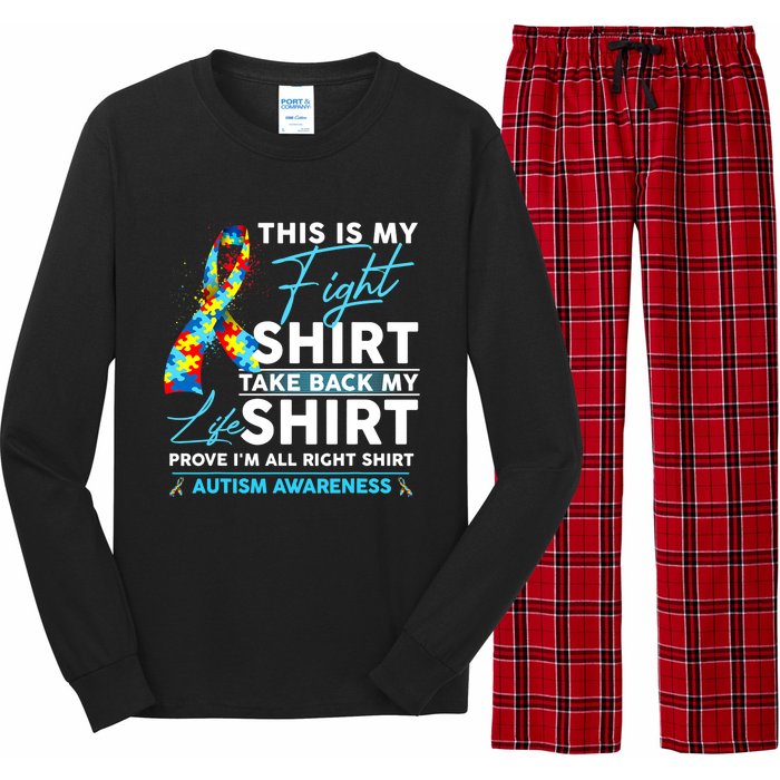 This Is My Fight Autism Awareness Ribbon Puzzle Long Sleeve Pajama Set