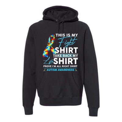 This Is My Fight Autism Awareness Ribbon Puzzle Premium Hoodie