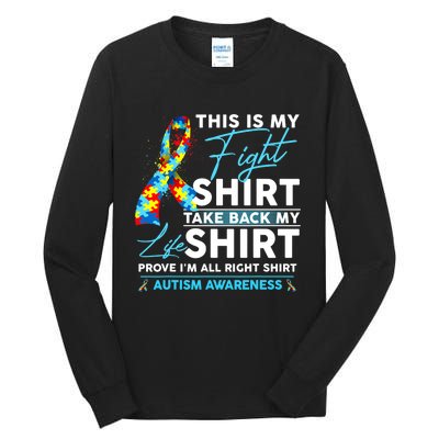 This Is My Fight Autism Awareness Ribbon Puzzle Tall Long Sleeve T-Shirt