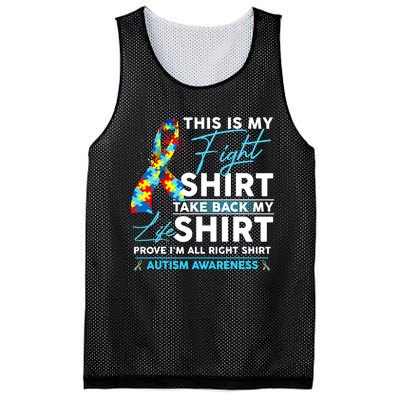 This Is My Fight Autism Awareness Ribbon Puzzle Mesh Reversible Basketball Jersey Tank