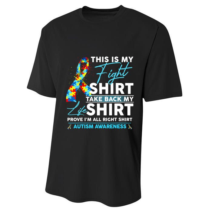 This Is My Fight Autism Awareness Ribbon Puzzle Performance Sprint T-Shirt