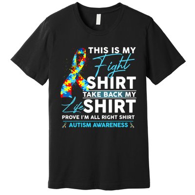 This Is My Fight Autism Awareness Ribbon Puzzle Premium T-Shirt