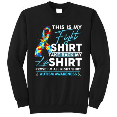 This Is My Fight Autism Awareness Ribbon Puzzle Tall Sweatshirt