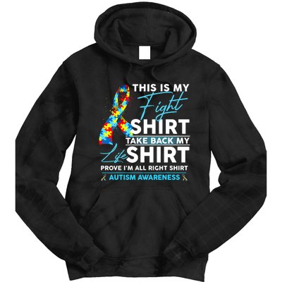 This Is My Fight Autism Awareness Ribbon Puzzle Tie Dye Hoodie