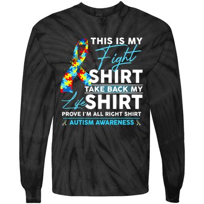 This Is My Fight Autism Awareness Ribbon Puzzle Tie-Dye Long Sleeve Shirt